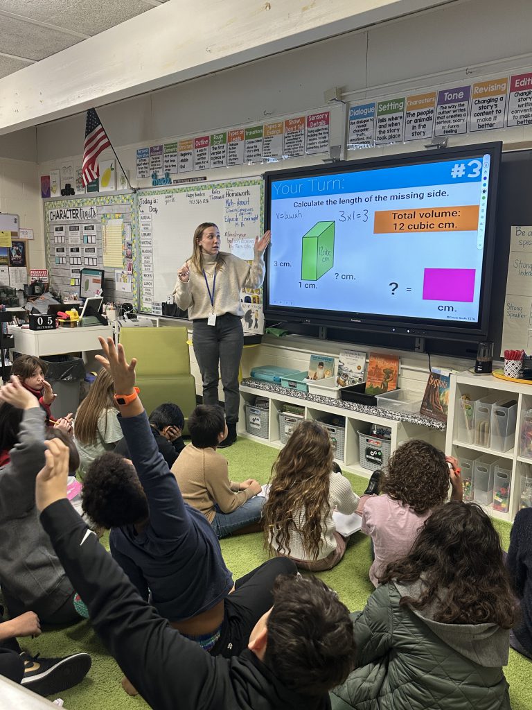 Megan Guidry student teaching in Mrs. Garrison’s classroom at East Coldenham Elementary School.
