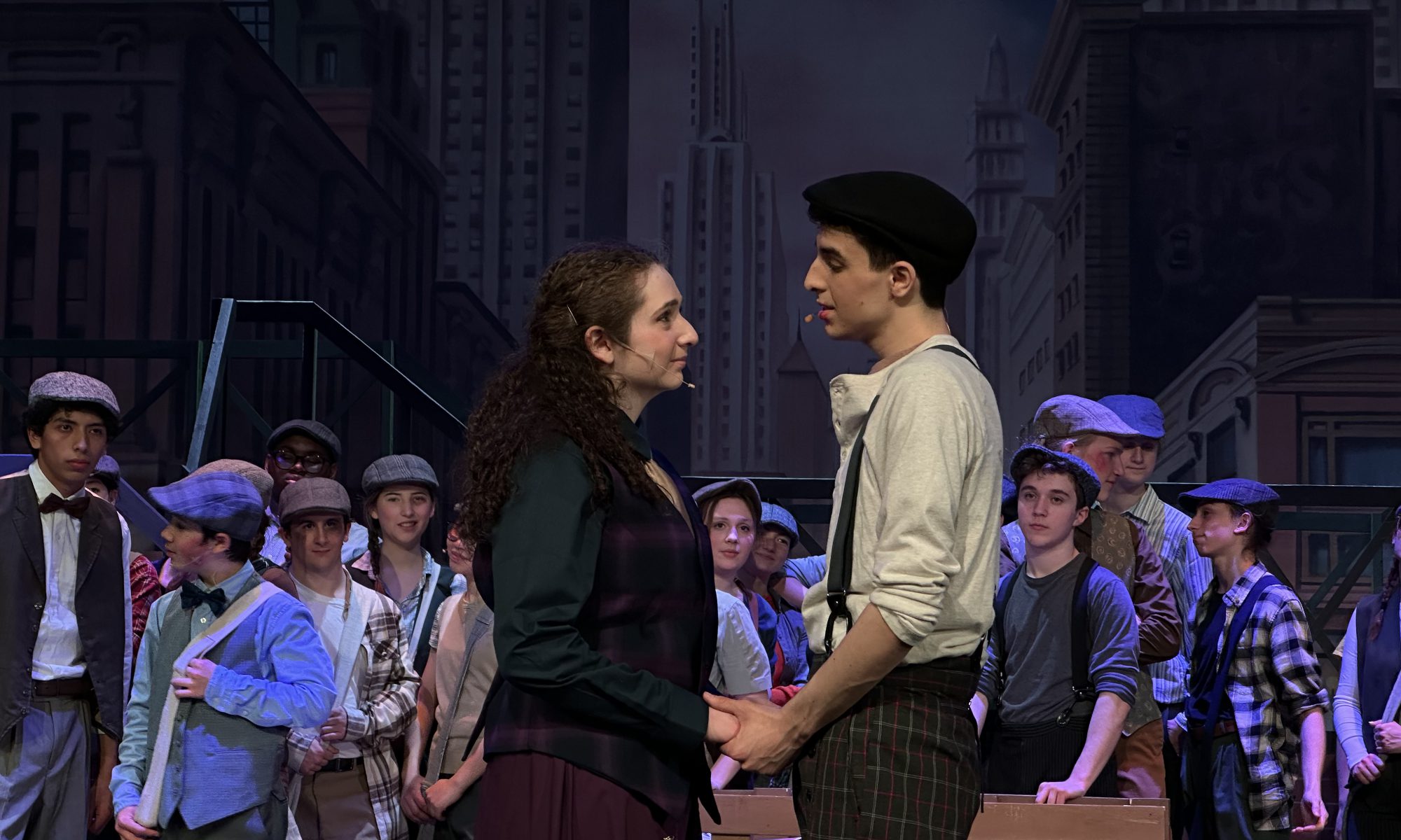 James Quinn and Aurora Ullmeyer performing in "Newsies."